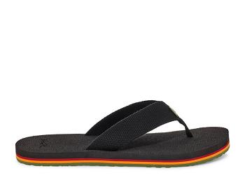 Sanuk Beer Cozy Stacker Webbing Men's Flip Flops Black | Canada 256JPQ